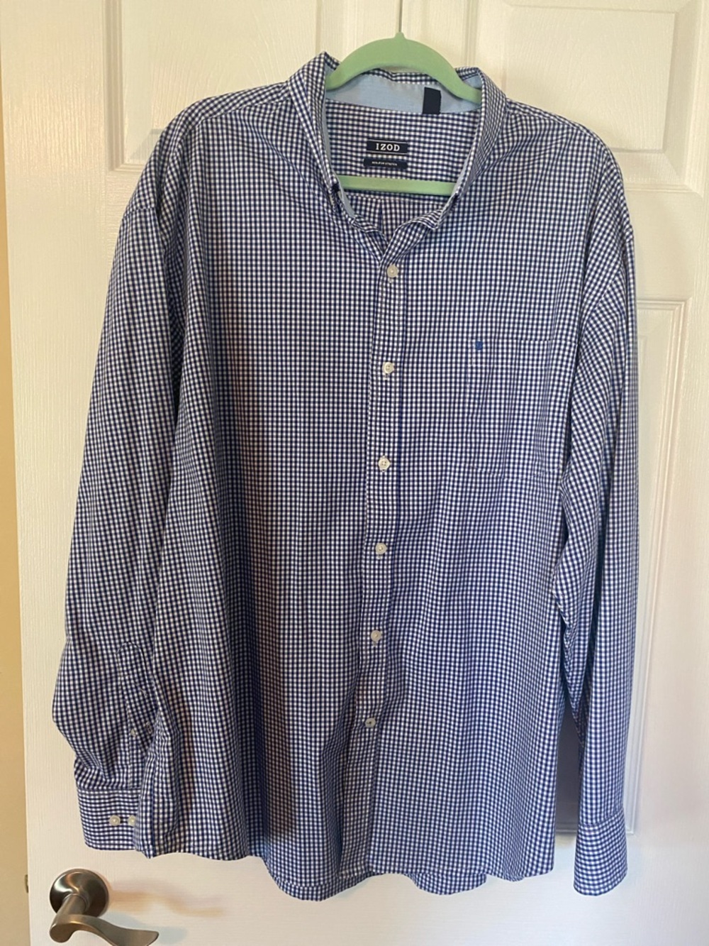 Izod Men’s Navy and White Gingham Button-Up Shirt XXL